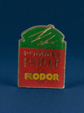 Pin's publicitaire ancien Flodor Pommes Paille vintage rouge vert rétro