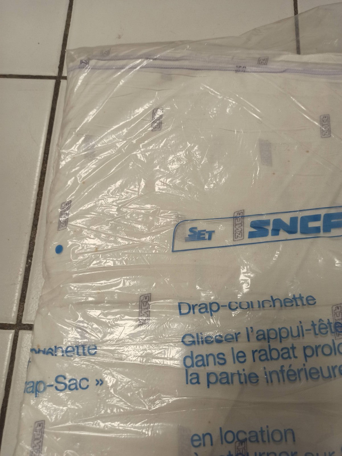 Drap couchette SNCF ancien vintage, linge de lit rétro collection ferroviaire