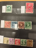 Timbres oblitérés Belgique lot x10 portraits rois, artistes, années 1930-40