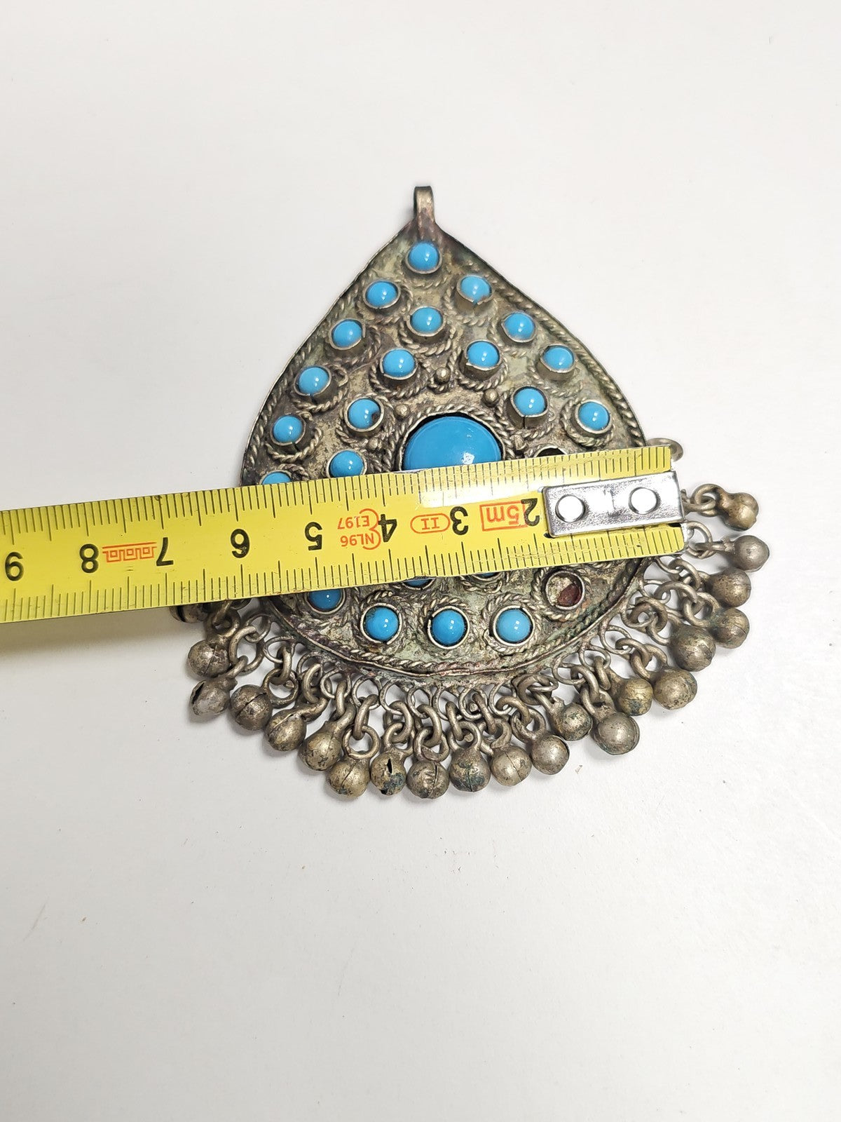 Ancien pendentif oriental vintage argent bas titre ethnique bijou rétro collecti