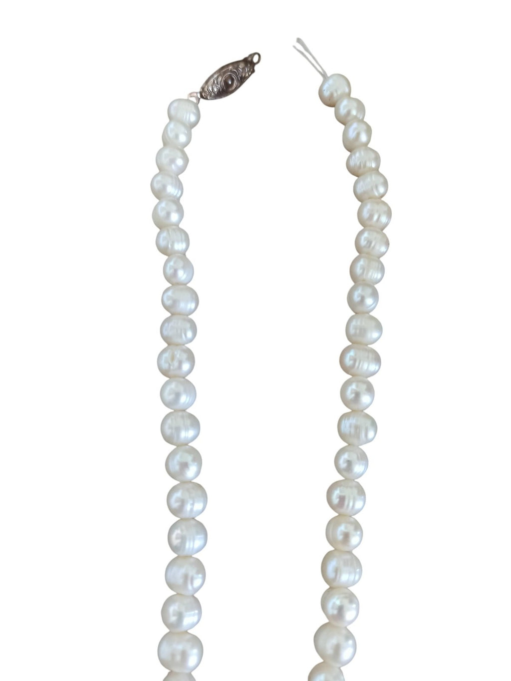 Collier perles de culture vintage authentique fermoir gravé élégant