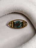 Broche ancienne vintage dorée, motif floral peint, bijou rétro fantaisie