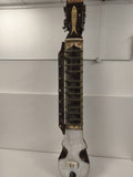 Esraj ancien indien bois et peau, décor gravé, cordes sympathiques