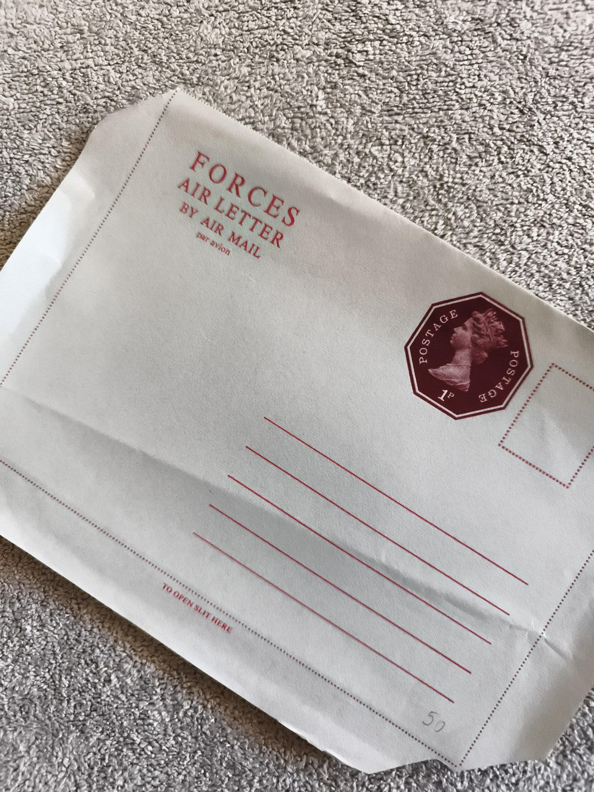 Lettre aérienne militaire Forces Air Letter Royaume-Uni philatélie timbre imprim