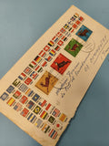 Enveloppe premier jour d?émission FDC avec timbres animaux et drapeaux multicolo