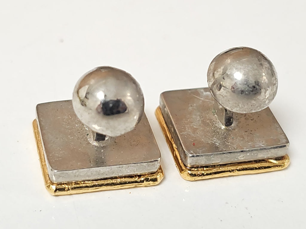 Paire de boutons de manchette vintage anciens plaqué or rétro pour collectionneu