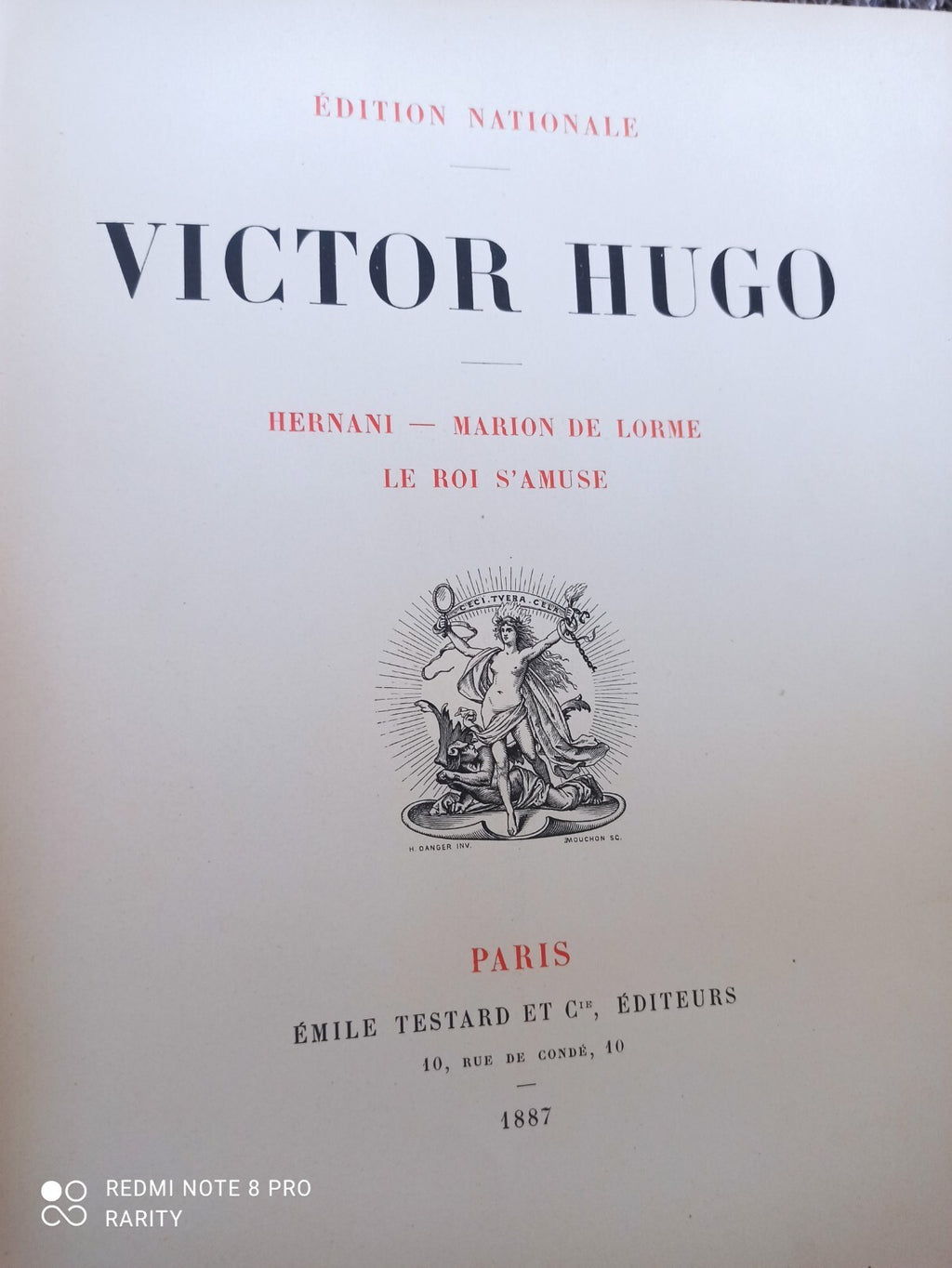 Livre Victor Hugo 1887 Édition Nationale Testard Hernani Marion de Lorme Paris