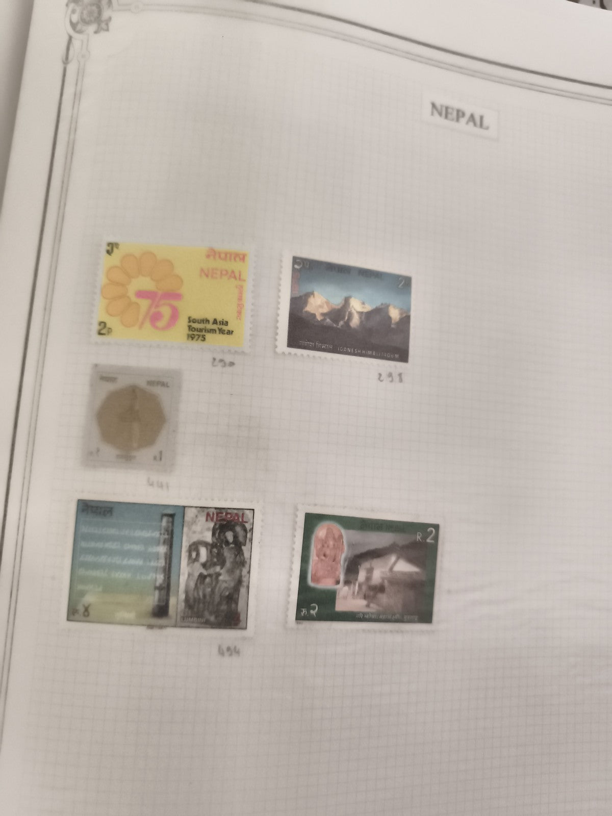 Timbres Népal thématiques 1970s-2000s paysages, culture, monuments philatélie