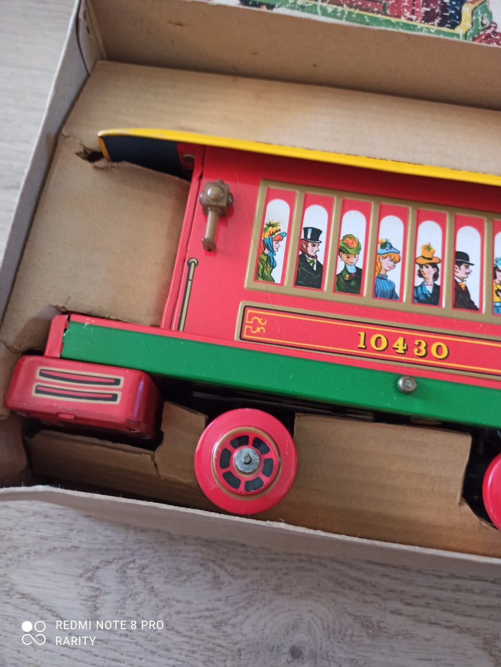 Jouet ancien Tinkling Trolley Masudaya Japan tram vintage 1940s boîte illustrée