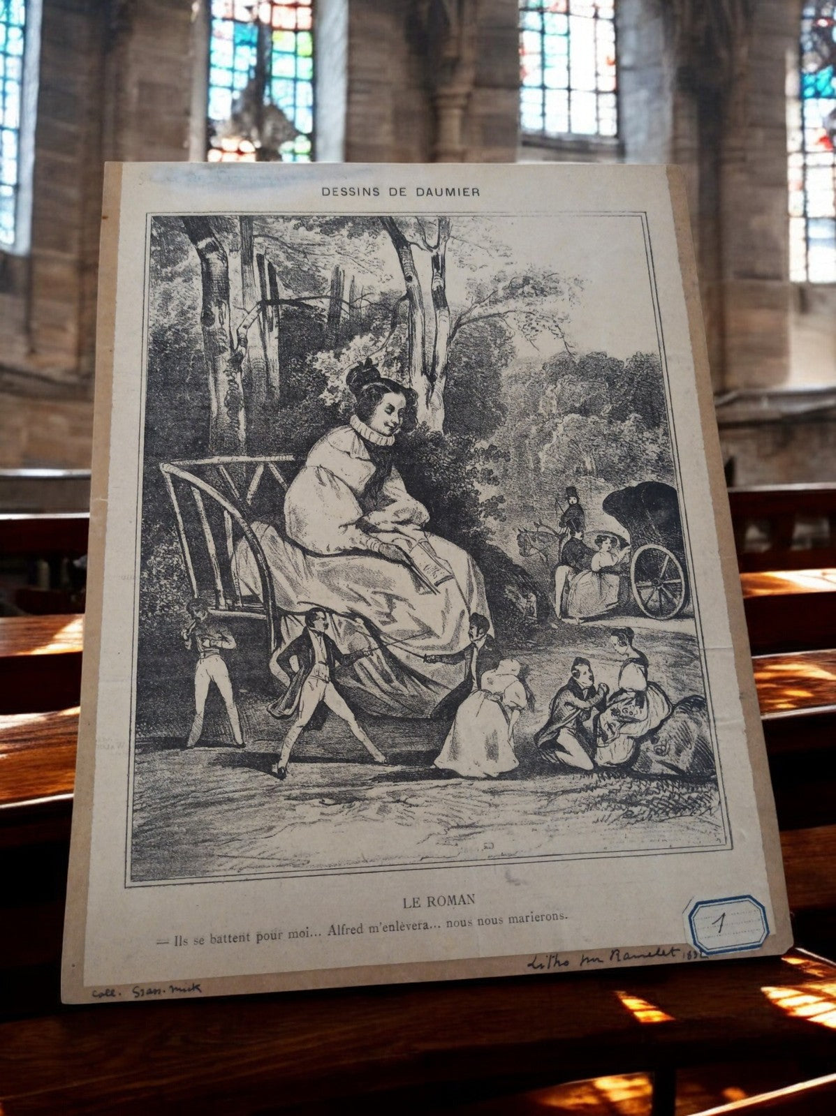 Affiche ancienne dessin Daumier, lithographie magazine français XIXe, illustrati