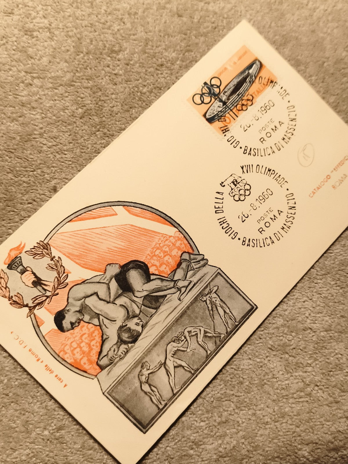 Carte premier jour Rome 1960 Jeux Olympiques timbre oblitéré philatélie (Ref 27)