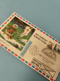 Ancienne enveloppe illustrée 1977 timbres oblitérés Groenland Thule retour Autri
