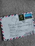 Lettre avion Côte d’Ivoire affranchie timbres fleurs train Philatélie (Ref 27)