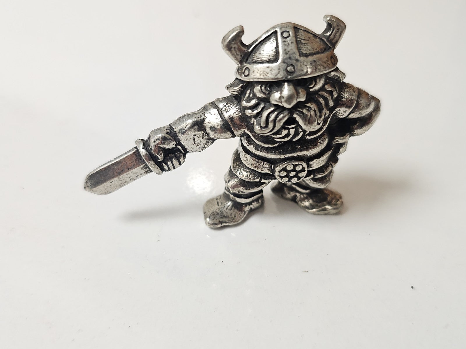 Figurine viking ancienne en métal, petite statuette rétro Norvège, collection vi