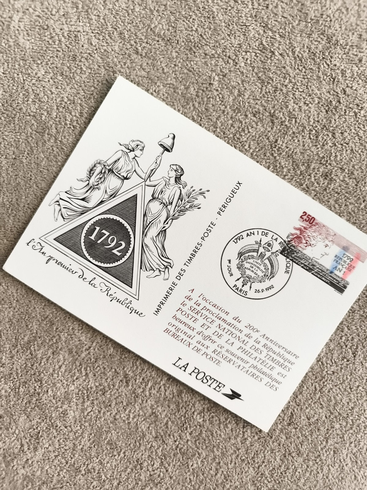 Lettre Premier Jour 1792 République 200e Anniversaire Philatélie La Poste