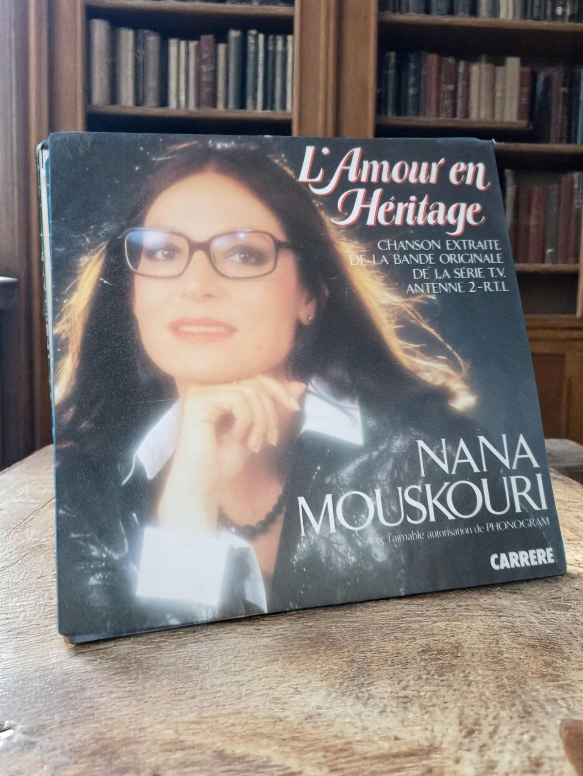 Vinyle 45T Nana Mouskouri L?Amour en Héritage Carrere rétro disque 7" série TV