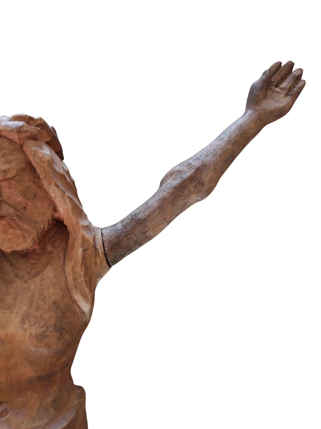 Croix ancienne Jésus bois, Christ sculpté, bras amovibles, crucifix mural