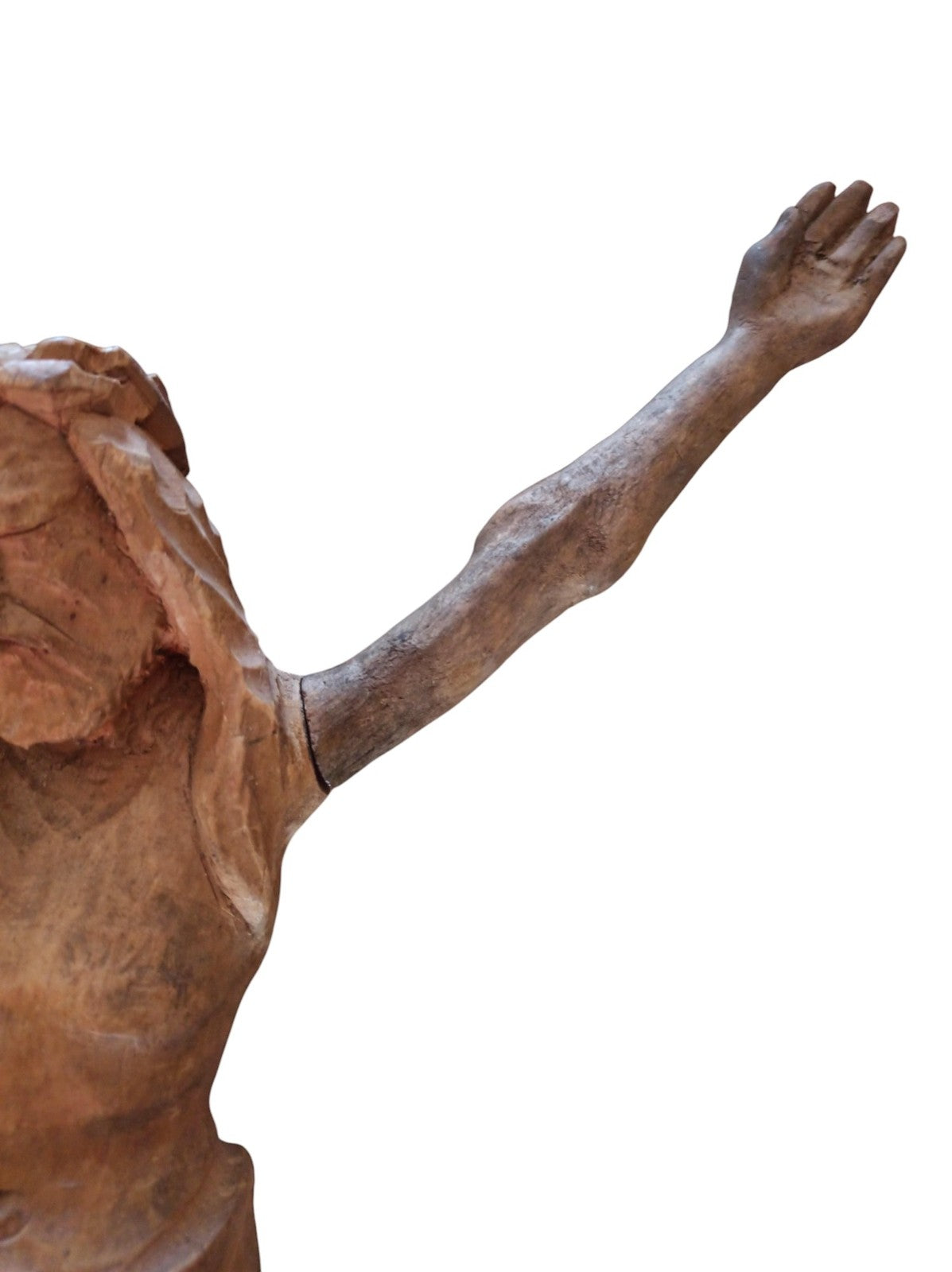 Croix ancienne Jésus bois, Christ sculpté, bras amovibles, crucifix mural