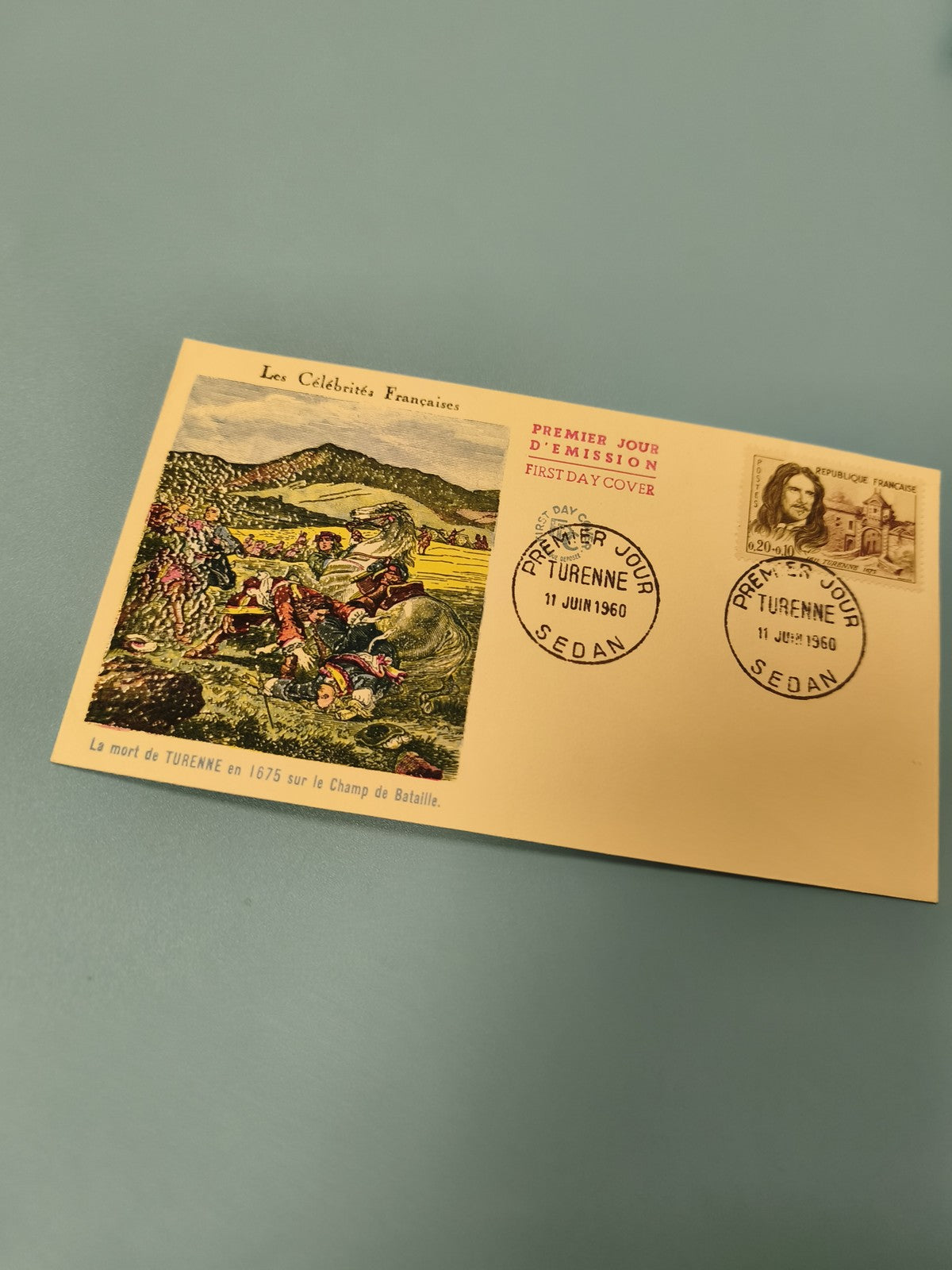 Enveloppe premier jour d?émission FDC Turenne 1960 illustration couleur Sedan