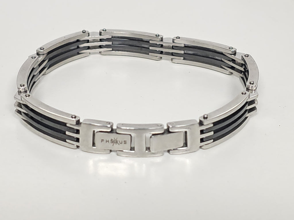 Bracelet rétro ancien signé en acier, bijou vintage pour collectionneur