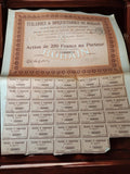 Action ancienne Tuileries de Bohain 250 Francs années 1920 papier bourse vintage