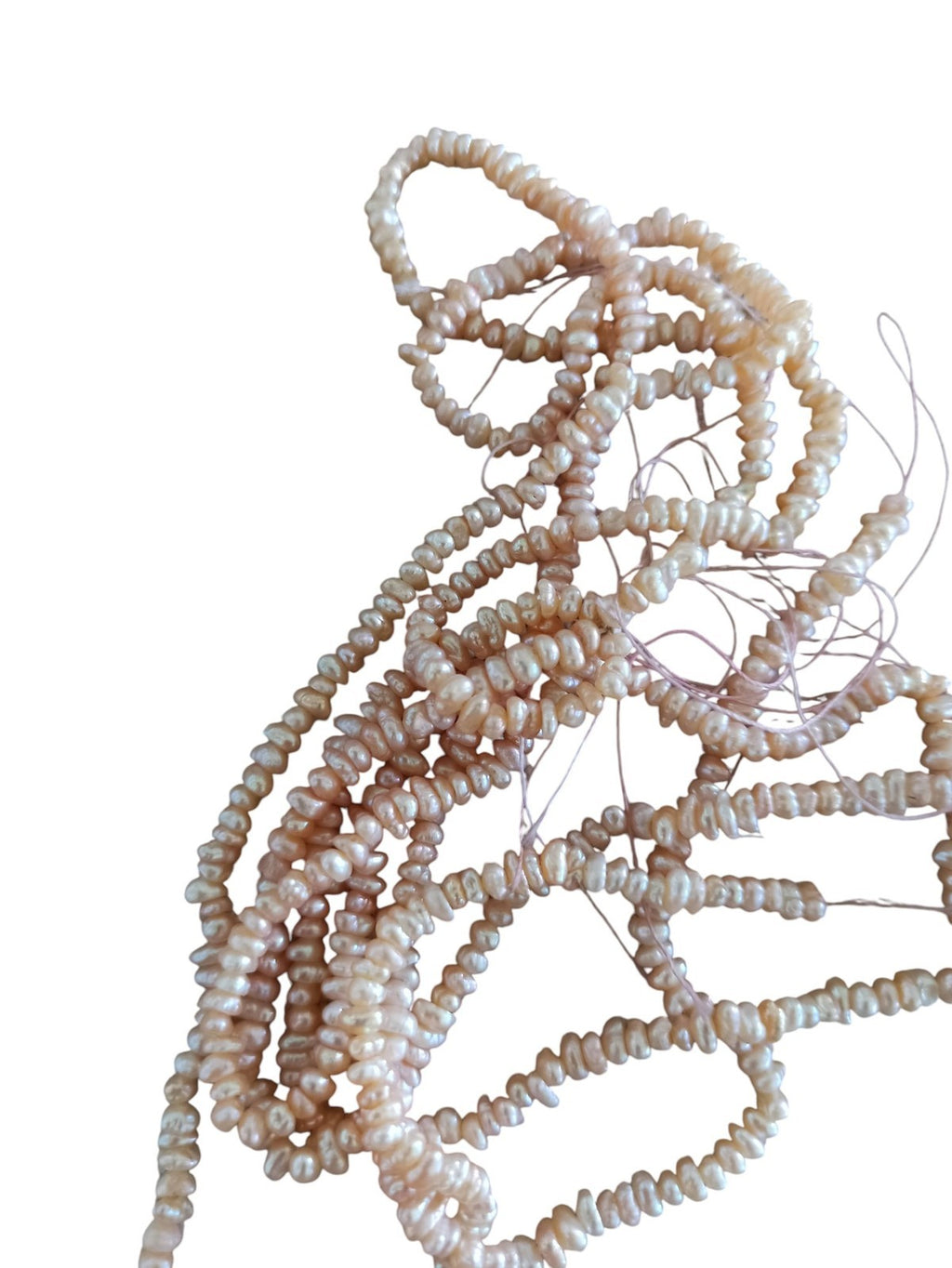 Collier perles de culture authentiques vintage, fil non monté, tons ivoire