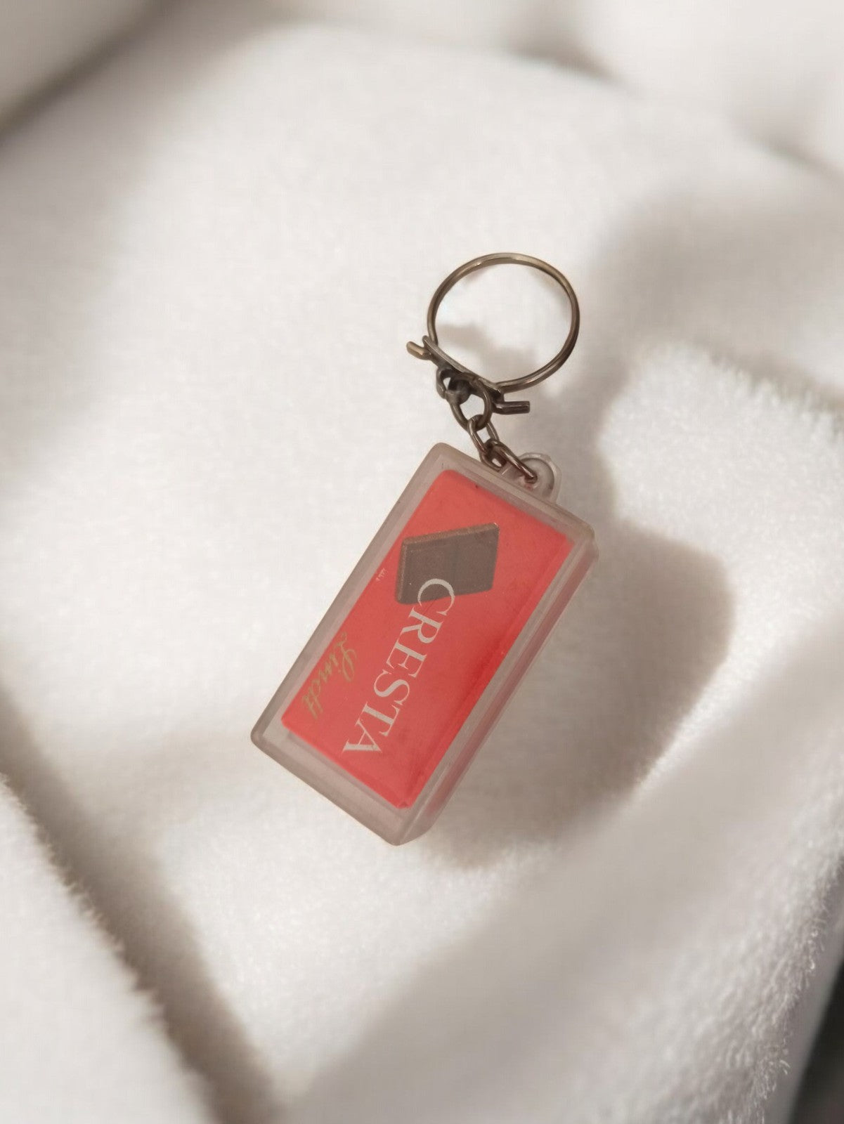 Porte-clés publicitaire CRESTA ancien vintage rétro rectangle rouge
