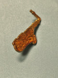 Vintage pin's saxophone émaillé doré, accessoire musique collection