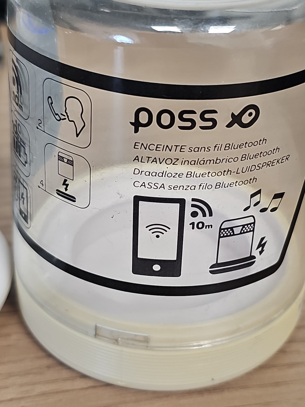 Enceinte Bluetooth portable Poss BTS50 haut-parleur blanc design compact