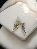 Paire boucles d’oreilles vintage rétro perles vertes violettes fantaisie ancien