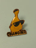 Pin's vintage Orangina mascotte lunettes noires collection soda publicitaire