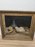 Ancien tableau signé Philippe Audras 1879? Nature morte cadre doré vintage