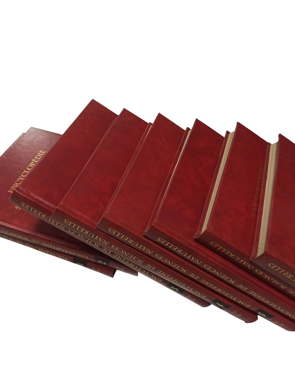 Lot 8 livres Encyclopédie de Sciences Naturelles ancien vintage reliure rouge ré
