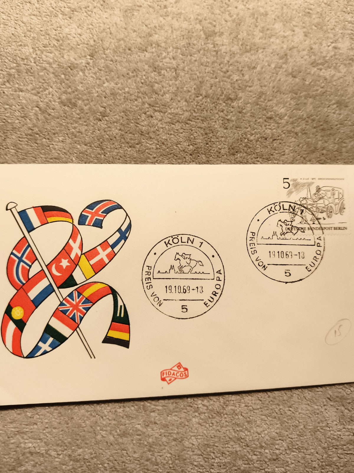 Lettre premier jour Europe 1969 Köln drapeaux FDC oblitération philatélie (Ref 9