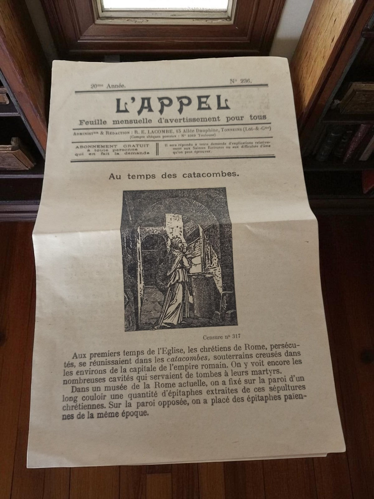Ancien journal religieux L'Appel catacombes vintage spiritualité rétro