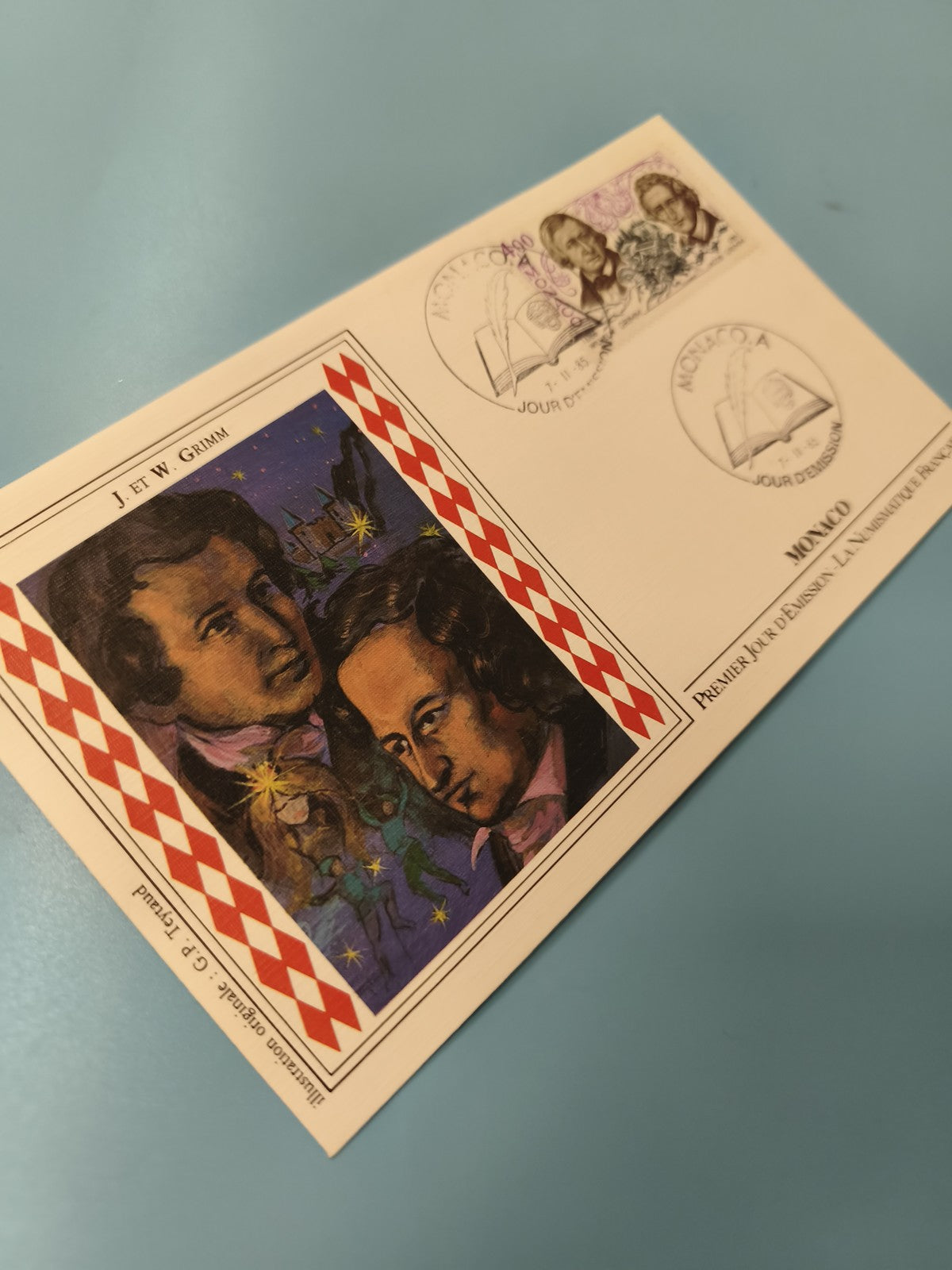 Enveloppe FDC Monaco premier jour Grimm timbre illustré conte philatélie