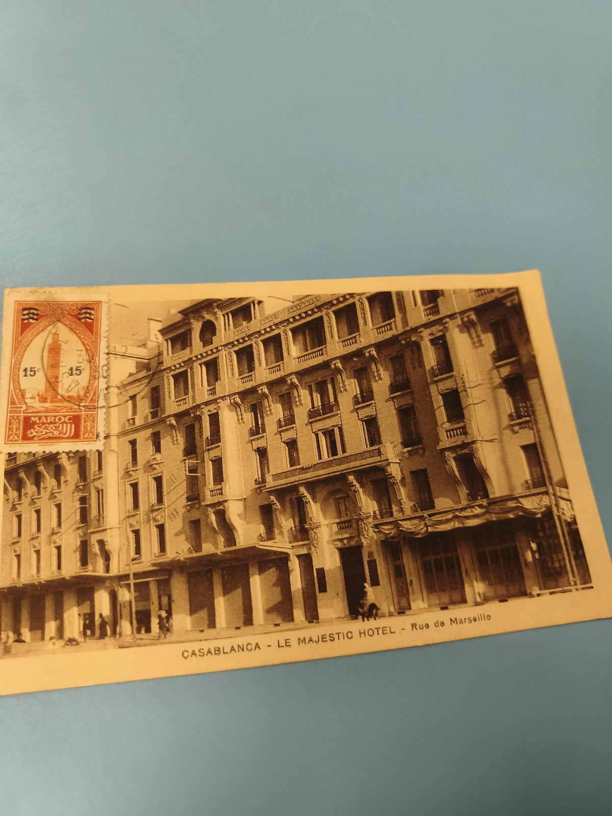 Carte postale ancienne Casablanca Majestic Hotel timbre Maroc vintage CPA