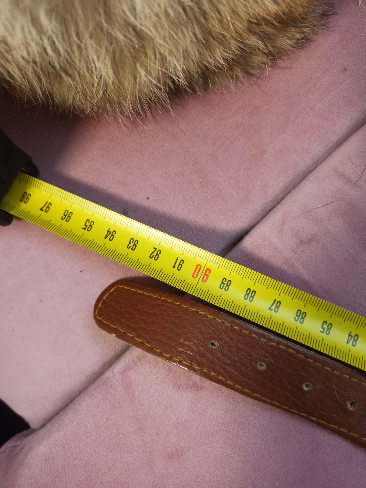 Ceinture vintage kaki et cuir, boucle métal, accessoire rétro ancien