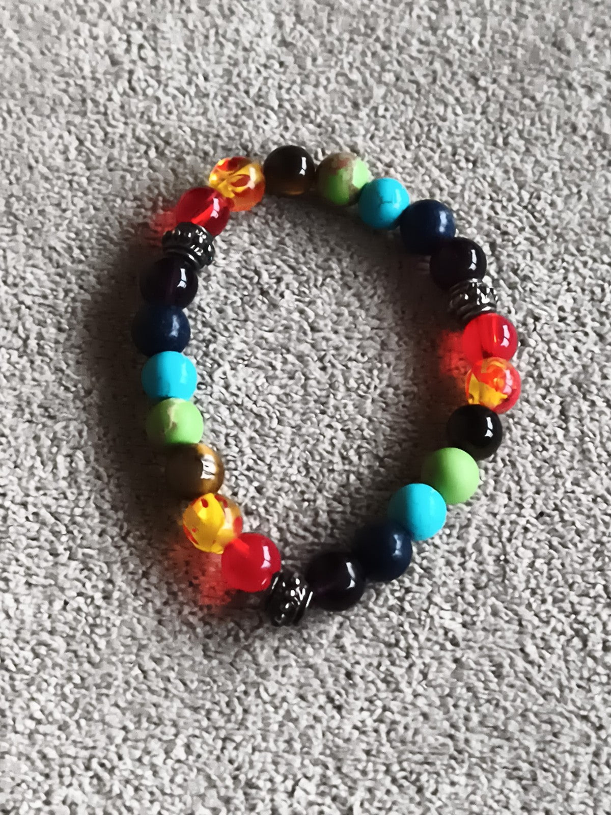 Bracelet perles multicolores pierres naturelles style élastique fantaisie
