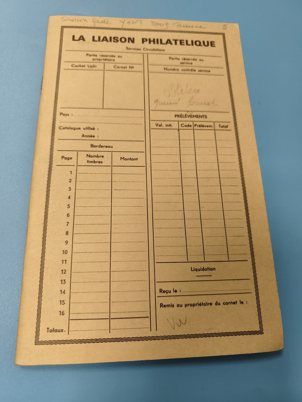 Lot de timbres carnet ancien La Liaison Philatélique collection philatélie Franc