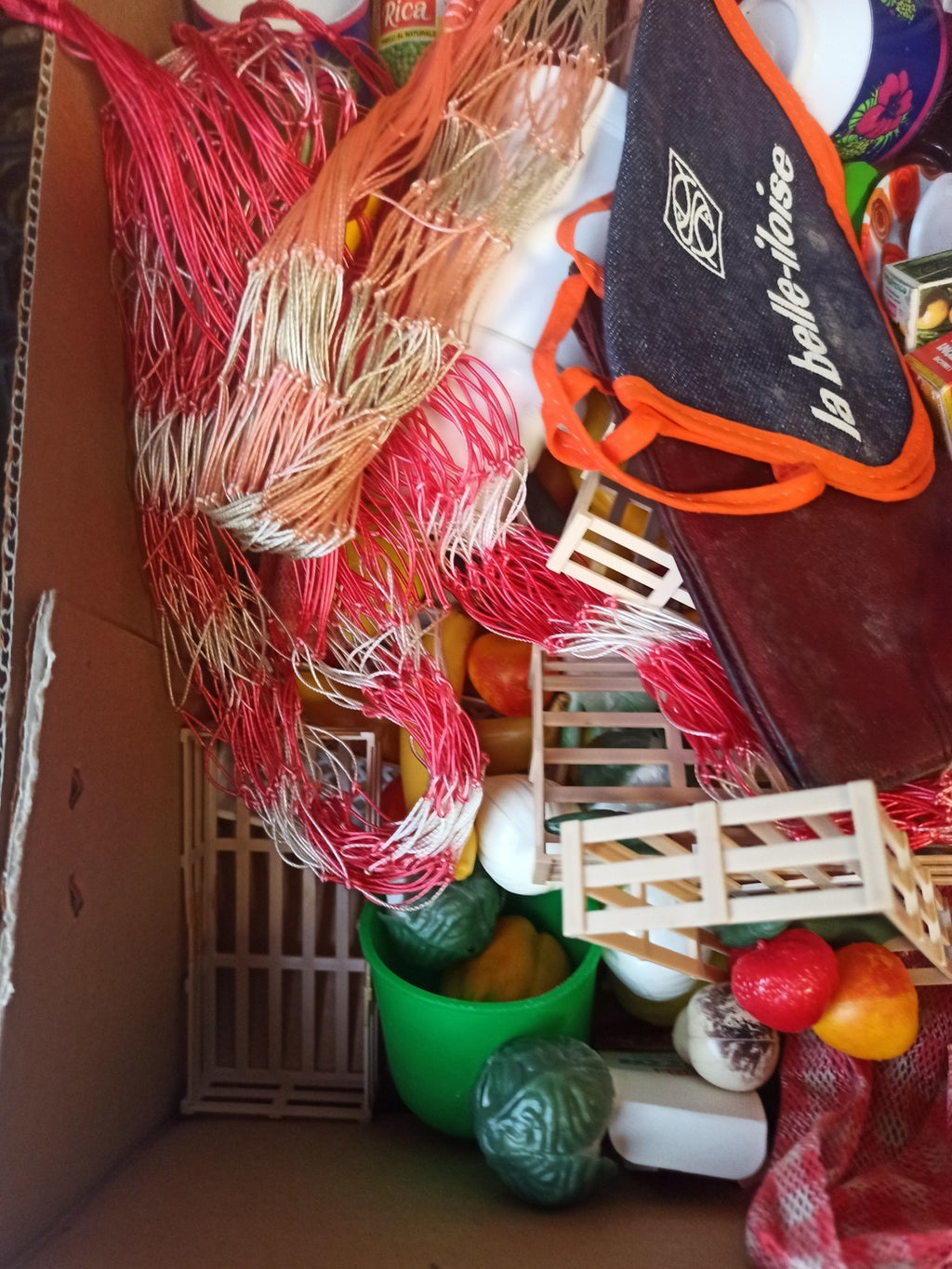Lot accessoires jouets marché vintage ancien filets paniers sacs années 70-80