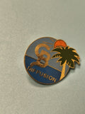 Vintage pin's CB Diffusion palmiers soleil émaillé collection rétro (Ref 1)