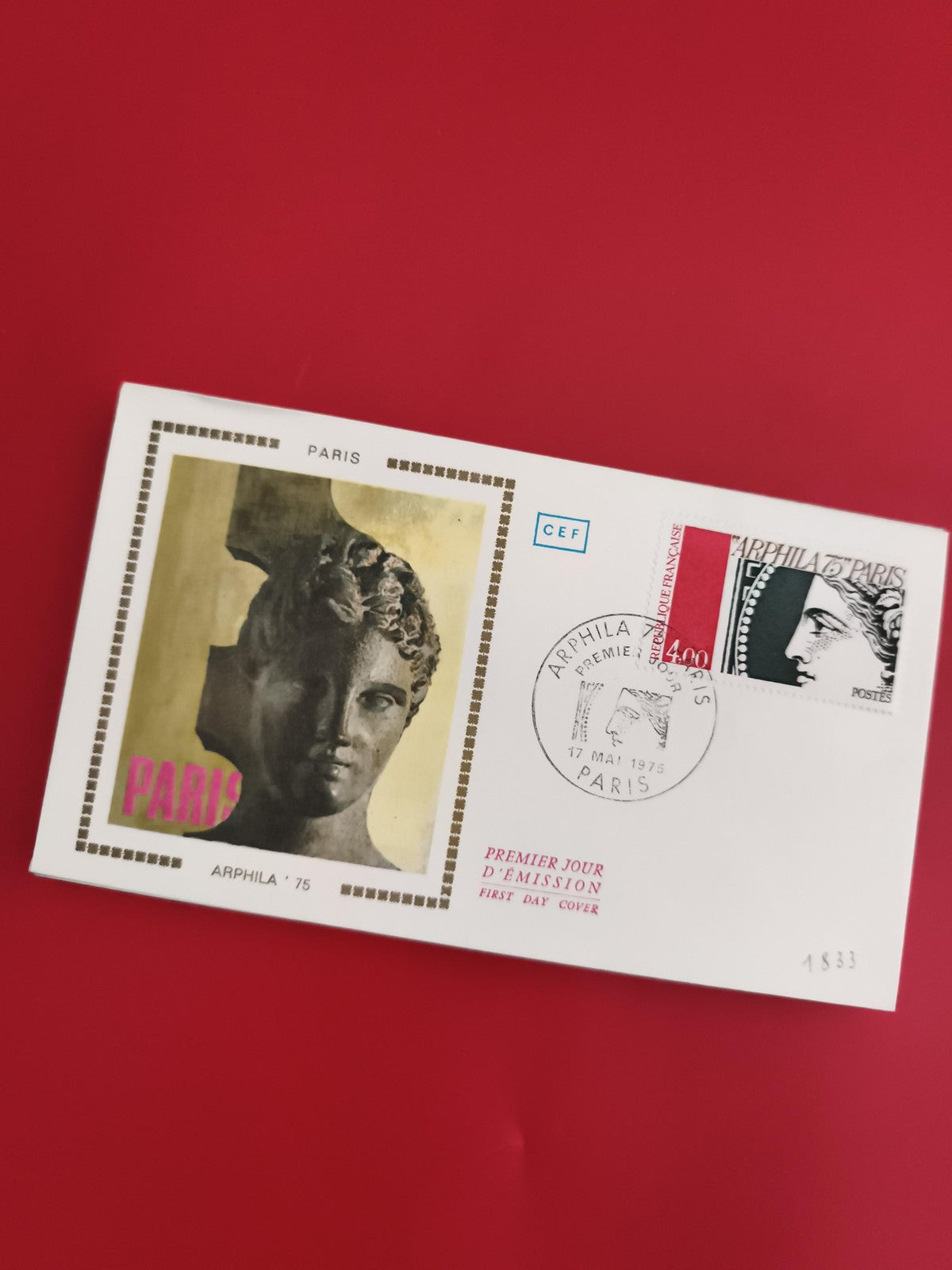 Lettre Premier Jour ARPHILA 75 Paris CEF timbre Marianne 1975 philatélie