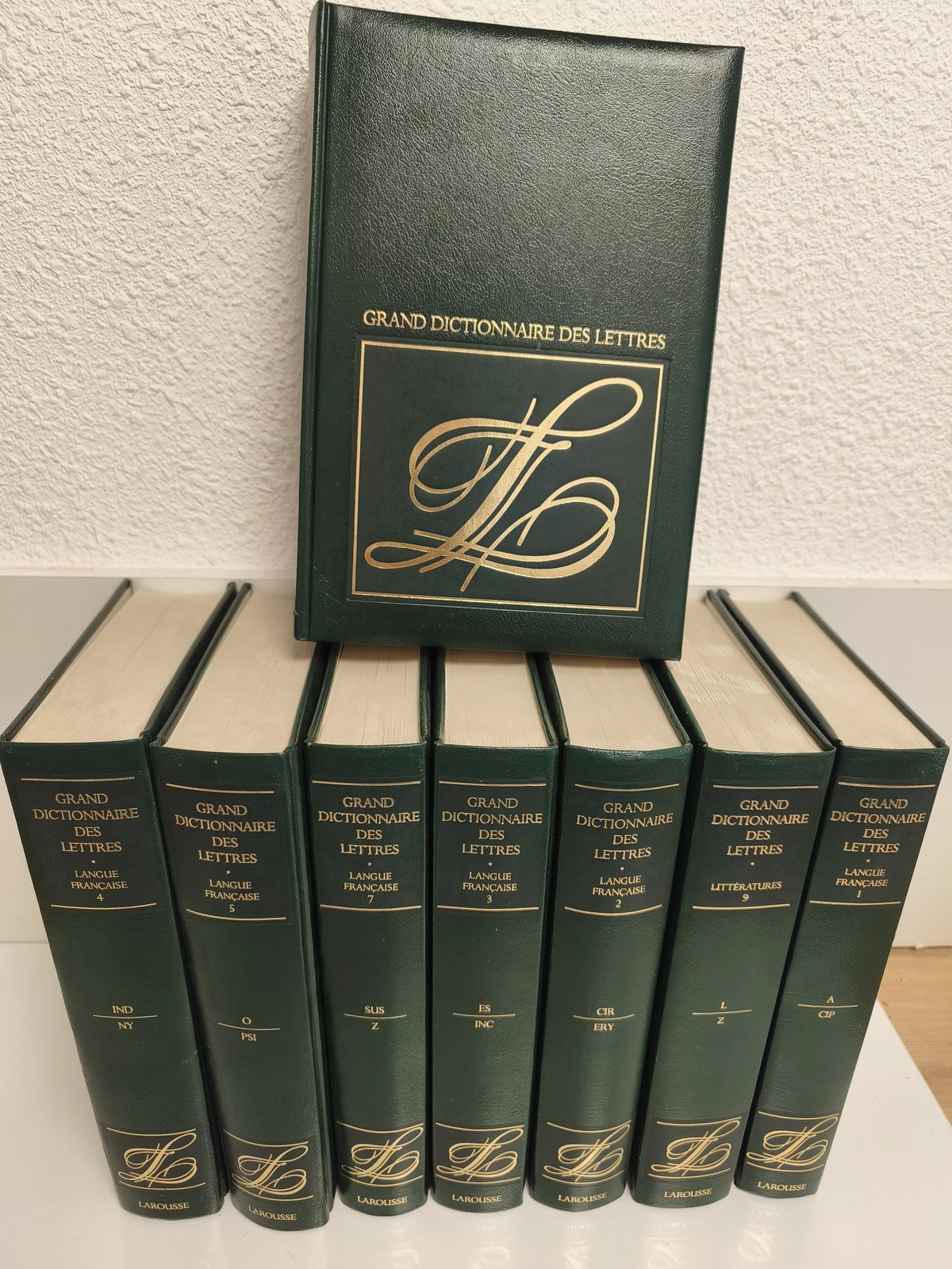 Grand Dictionnaire des Lettres Larousse vert doré lot 8 volumes ancien dictionna