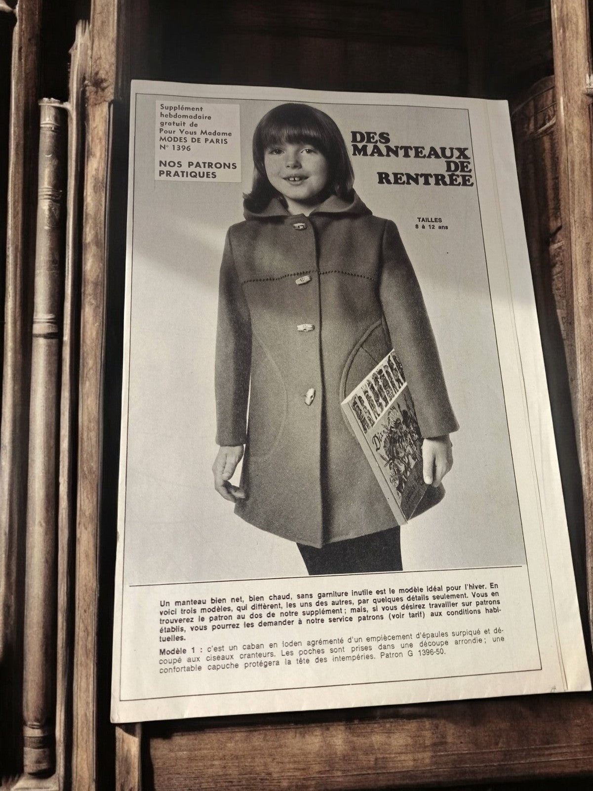 Patron couture vintage enfant manteau années 60 Modes de Paris ancien rétro