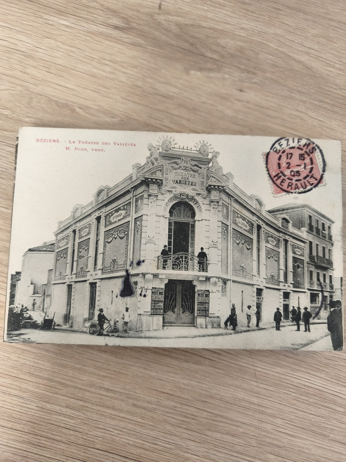 Ancienne carte postale Béziers Théâtre des Variétés timbre 1905 CPA France