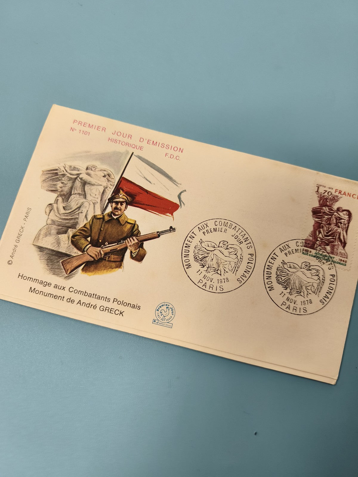 Enveloppe premier jour émission FDC Hommage Combattants Polonais Paris Ref 11