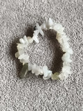 Bracelet chips pierres naturelles blanc translucide, élastique, bijou fantaisie