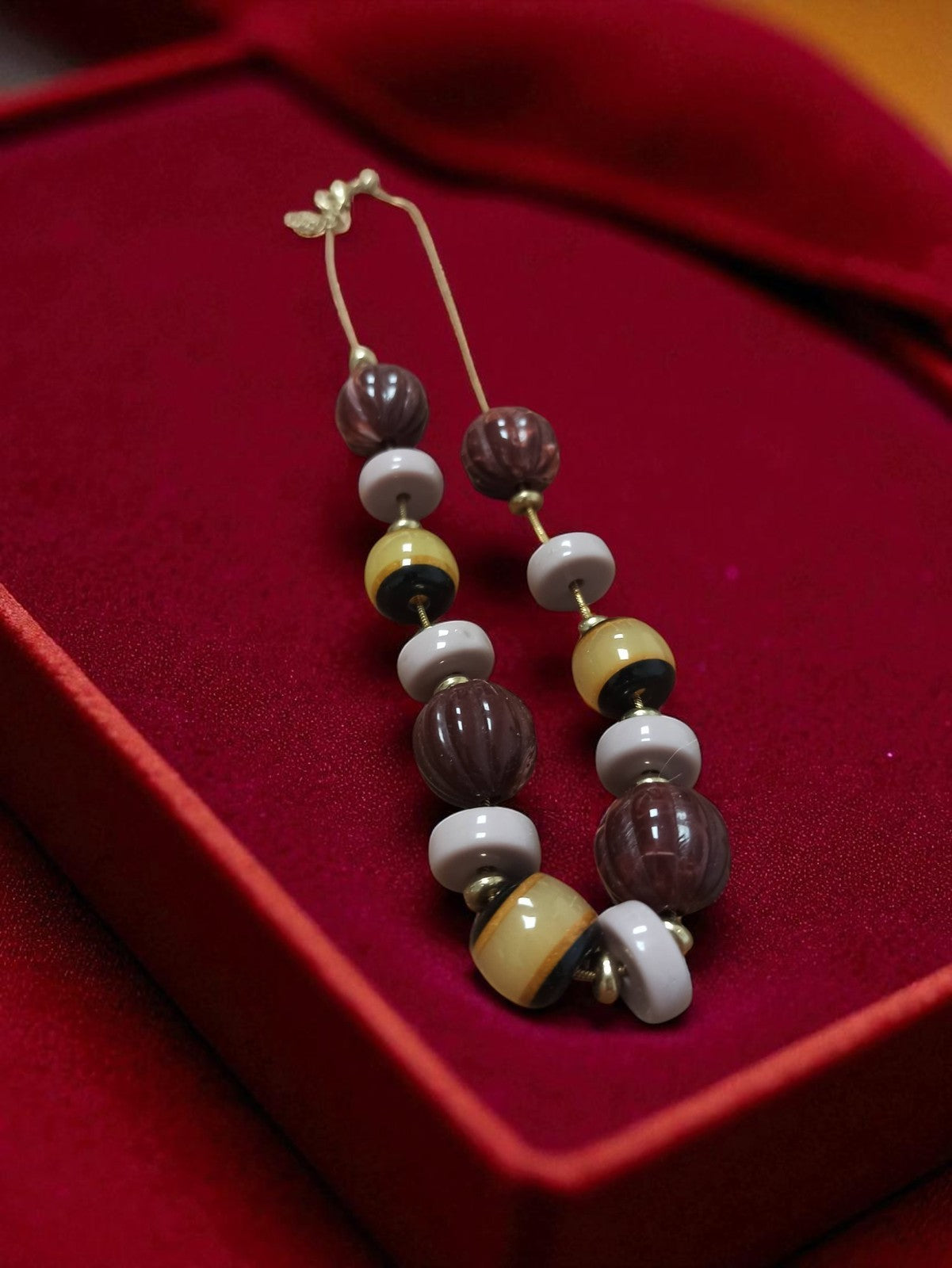 Collier ancien ethnique artisanal, perles naturelles, vintage bijou original