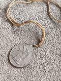 Médaille religieuse ancienne Ange Gardien, pendentif catholique, métal argenté